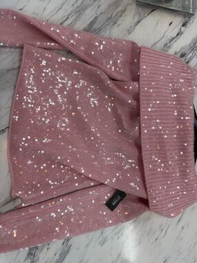 Retrofete Pink Sequin Off-the-Shoulder Sweater